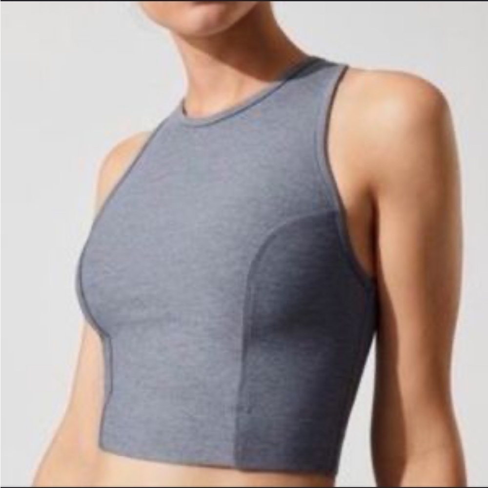 Varley Grey Longline Sports Bra Athletic Crop Top XS